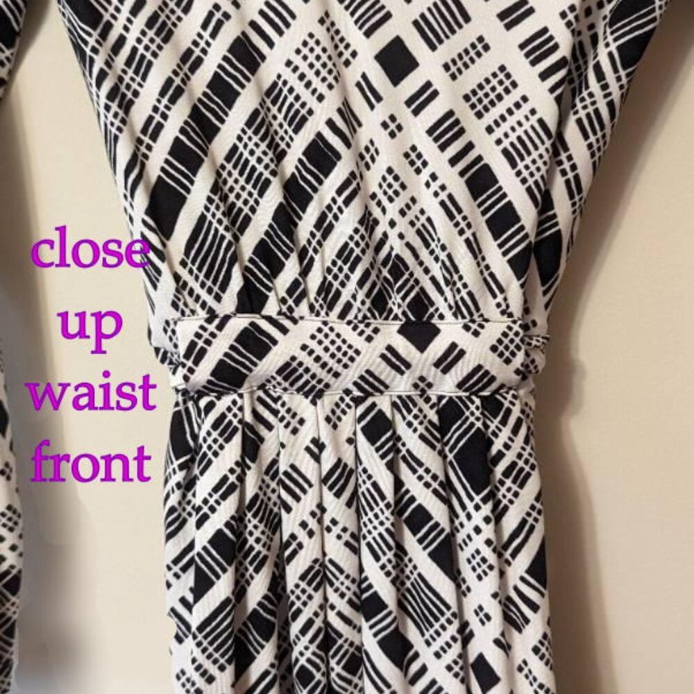 Weekend by Max Mara Women’s Belted Plaid Midi Dress black/white size med-large - Picture 5 of 12